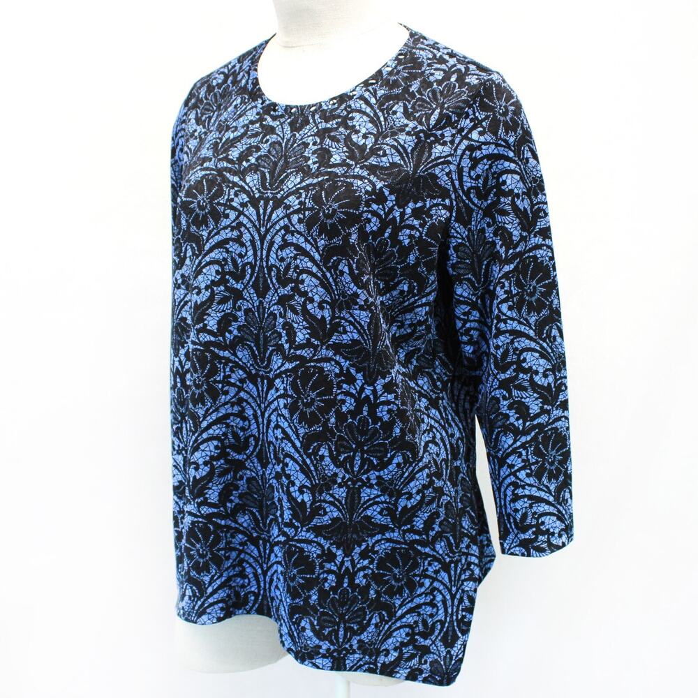 Catherine's plus jacquard travelers Paisley Shark Bite hem tunic blouse top 1X